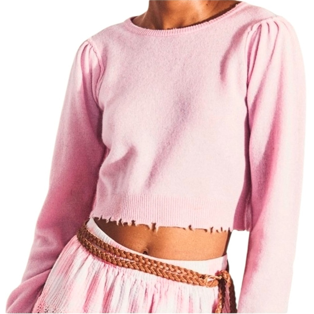 Love Shack Fancy Pink Pullover Sweater 90% Wool 10% Cashmere Size M CottageCore